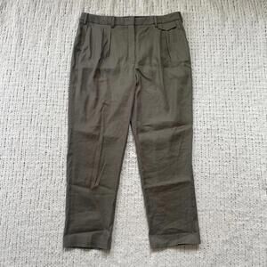 Women's Aritzia Olive Green Babaton Linen Blend Trousers - Size 12